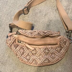 Latico Woven Tan Crossbody Bag